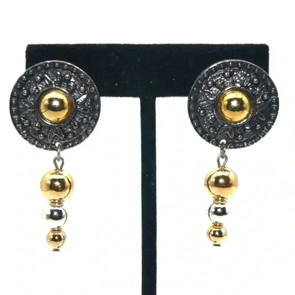 Vintage Silver and Gold Tone Dangle Earrings‎ with Post Backs for Pierced Ears - Picture 1 of 5